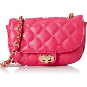 Women's Pink Polyester Willow Adjustable Strap With Chain Belt Crossbody Bag